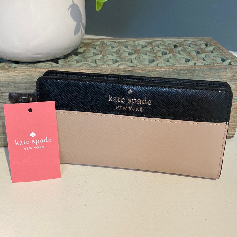 Kate Spade Large Slim Bifold Wallet Staci Color-block WLR00122